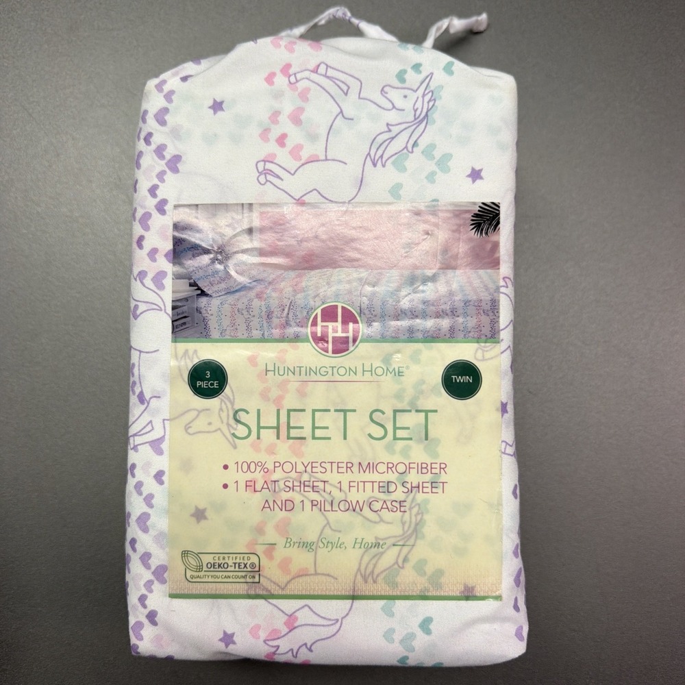 Huntington Home Kids Twin‎ Sheet Set  Unicorn Theme 3 Piece Set New